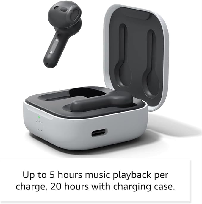 Amazon Echo Buds (newest model), True Wireless Bluetooth 5.2 Earbuds with Alexa, audio personalization, multipoint, 20H battery with charging case, fast charging, sweat resistant, Black