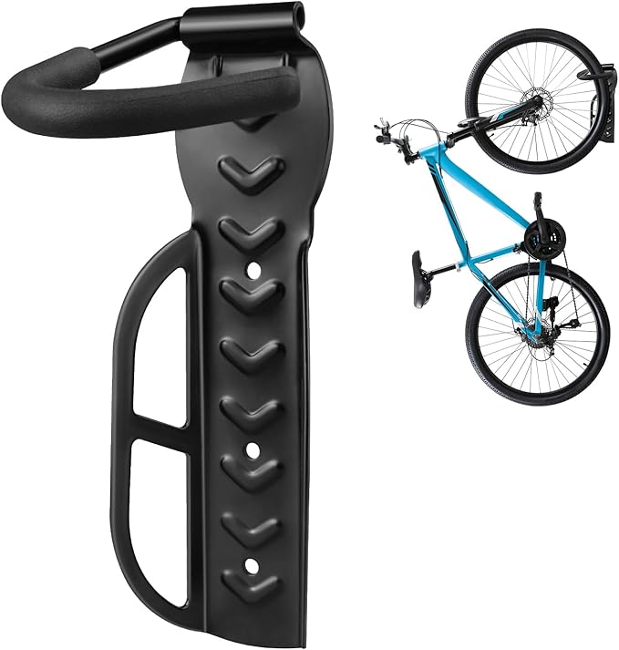 DkOvn 1/2/4 Pack Bike Rack Garage Wall Mount, Wall Mount Bike Rack with Screws, Holds Up to 66lb for Indoor Storage(1 Pack Black)