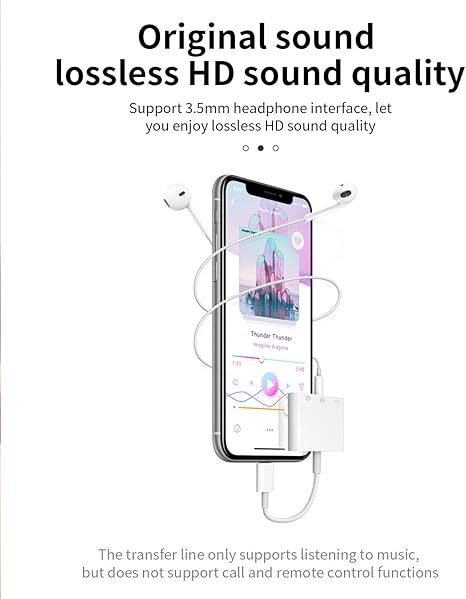 Apple Certified for iPhone Headphone Adapter 3.5mm AUX Audio Jack and Charger Extender Dongle Earphone Headset Converter Lightning Male to USB Female OTG Cable Camera Memory Connector Kit Splitter