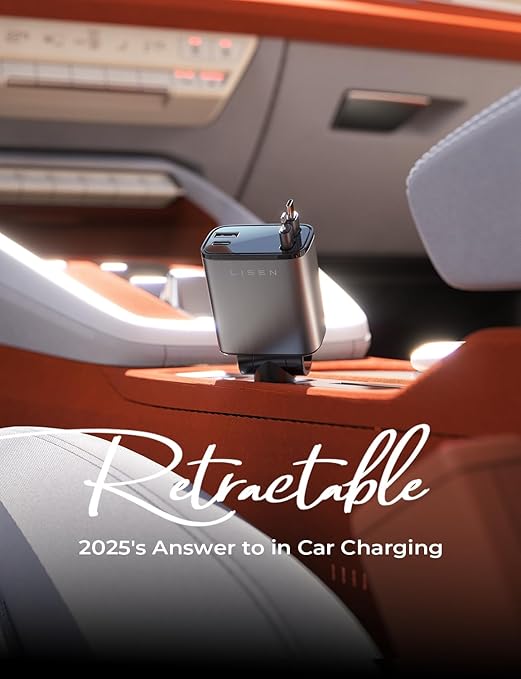 LISEN Retractable Car Charger, 69W USB C Car Accessories Adapter for iPhone 16 USB C Charger Fast Charging,Gifts for Women Men, Labor Day Sale, Truck Accessories, for iPhone 16 Pro Max 15 14 13 12