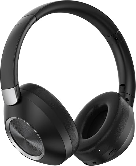 QuietPro A2 Over-Ear Bluetooth Headphones, 60H Playtime, Active Noise Cancelling, Deep Bass, Memory Foam Ear Cups for Apple, Android, Home Office, Travel - Black