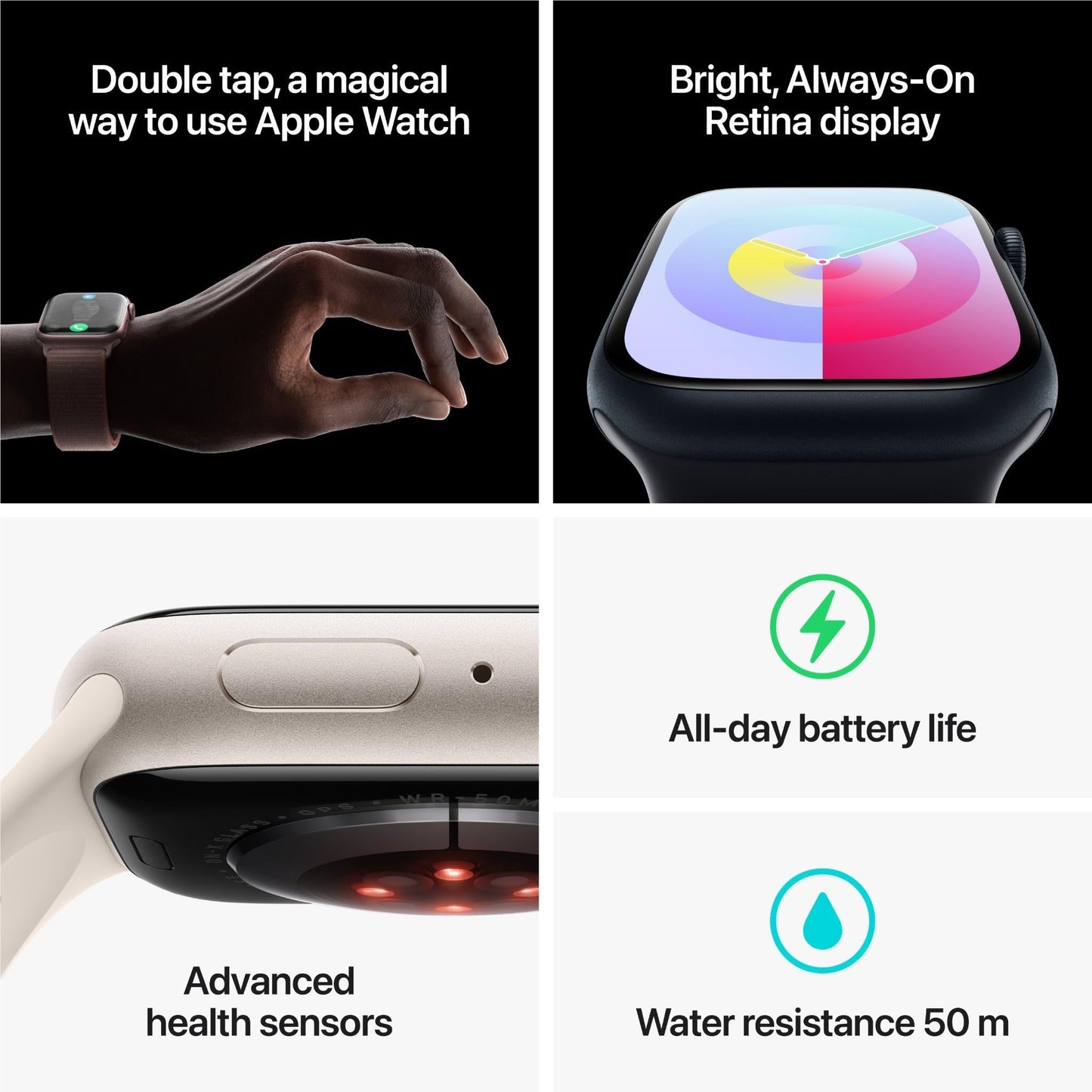 Apple Watch Series 9 45mm Starlight Aluminium Case GPS (M/L)