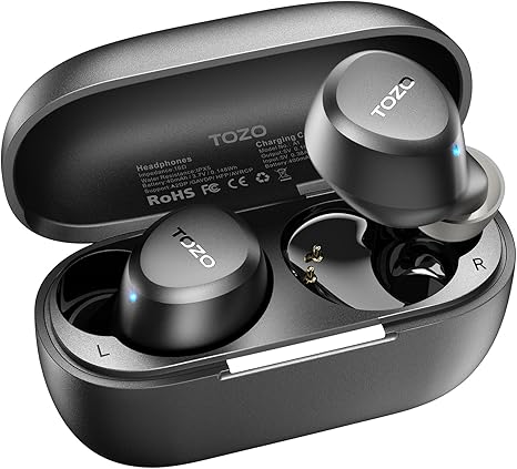 TOZO A1 Wireless Earbuds Bluetooth 5.3 Light Weight in Ear IPX5 Waterproof Headphones 2 Mic for AI Calls, Immersive Premium Sound Bass Headset with Charging Case, 32 Presets EQ Customization via App