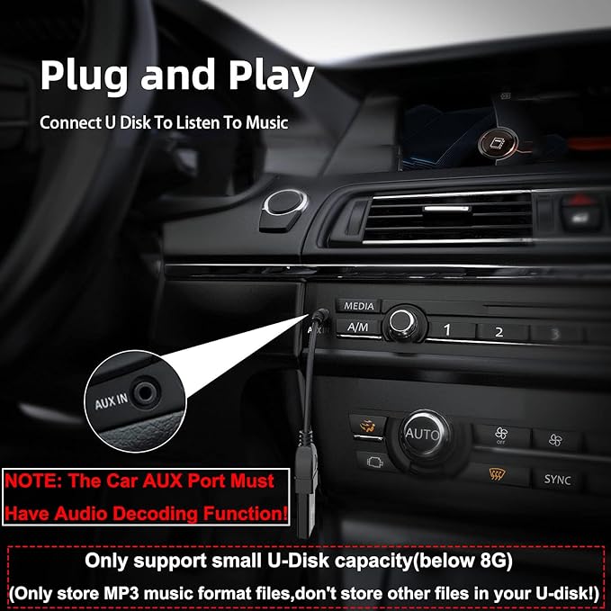 3.5mm (1/8 inch) AUX Audio Plug Male to USB 2.0 Female OTG Adapter Converter Cable for Playing Music with U-Disk in Your Car