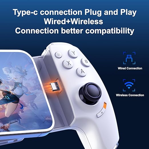 Mobile Gaming Controller for iPhone 16/15 Series & Android (USB-C) Plug & Play - Remote Play for PS/Xbox/PC Remote Play, Cloud Game, Small size tablet, with Hall Effect Joysticks/Turbo/Mapping Keys
