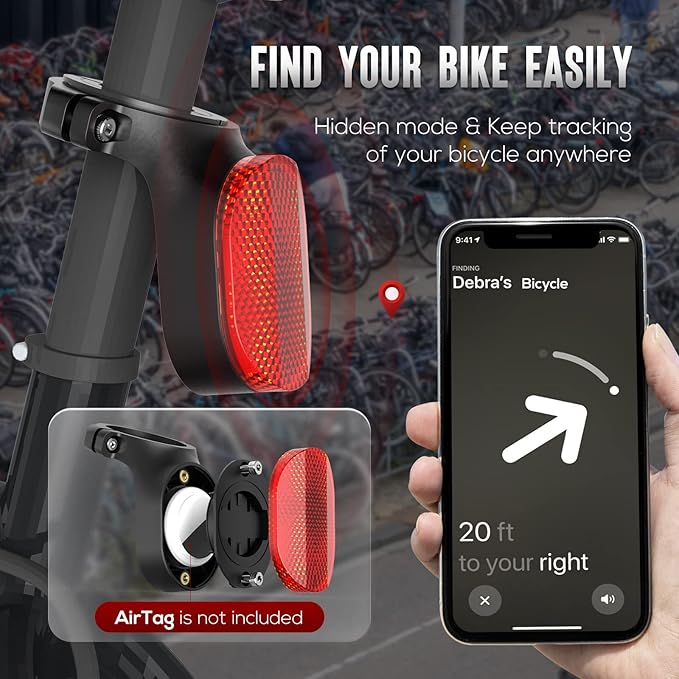 Airtag Bike Mount, Hidden Bicycle Seatpost Mount Compatible with Apple Airtags & Garmin Varia, Anti-Theft Air tag GPS Tracker Bike Reflector Holder for Mountain Bikes, Electric Bicycle, and Scooter