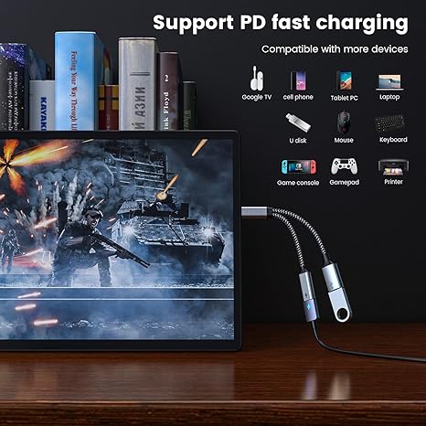 USB C OTG with Charging USB c OTG adapter Type C OTG Splitter with 60W PD Fast Charge Compatible for steam deck,Galaxy S24,Switch,Google Chromecast with Google TV,Onn,Pi-KVM,3D Printer,Octa4a,Pixel4