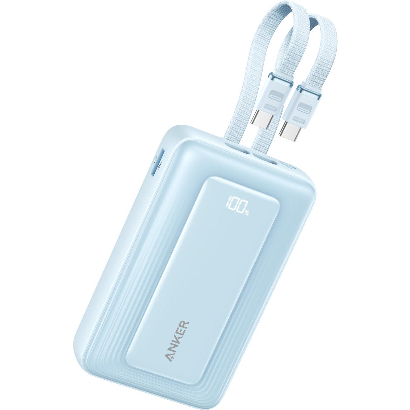 Anker Zolo 20k 45W Power Bank with Built-In Dual USB-C Cables (Blue)