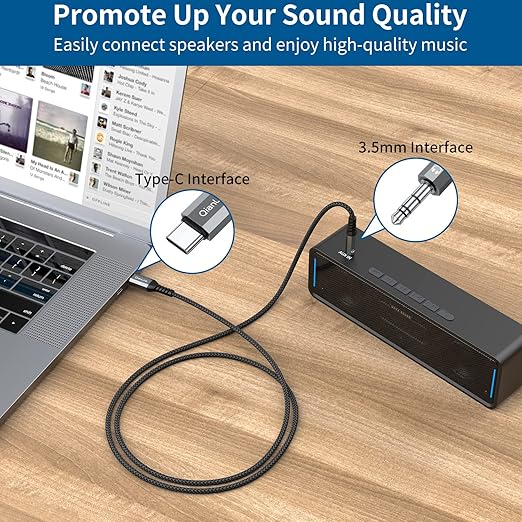 USB C to 3.5mm Audio Aux Jack Cable (3.3ft 2-Pack), Type C to 3.5mm Headphone Car Stereo Cord for iPhone 15 16 Pro Max, Samsung Galaxy S24 S23 S22 S21 Ultra, Note 20 10, Google Pixel 5 6 XL, iPad Pro