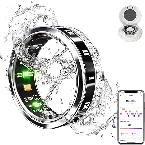 GANSI Smart Ring for Women & Men | IP68 Waterproof Fitness Tracker |Sleep Tracking Heart Rate Blood Oxygen Healthy Monitor Monitor | Activity/Steps/Calories | for iOS & Android