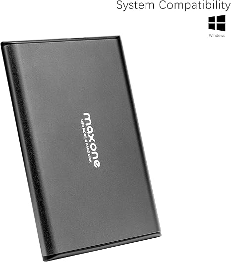 Maxone 500GB Ultra Slim Portable External Hard Drive HDD USB 3.0 Compatible with PC, Laptop, Charcoal Grey
