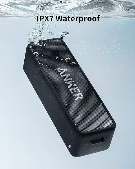 Anker Soundcore 2 Portable Bluetooth Speaker with Stereo Sound, Bluetooth 5, Bassup, IPX7 Waterproof, 24-Hour Playtime, Wireless Stereo Pairing, Speaker for Home, Outdoors, Travel