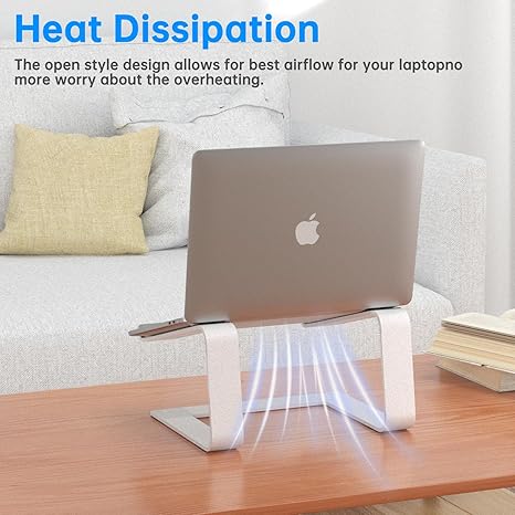 Laptop Stand for Desk Detachable Aluminum Computer Riser Portable Metal Notebook Holder Compatible with MacBook Air, Pro, Dell, HP, Lenovo and All 10-16" Laptops, Silver