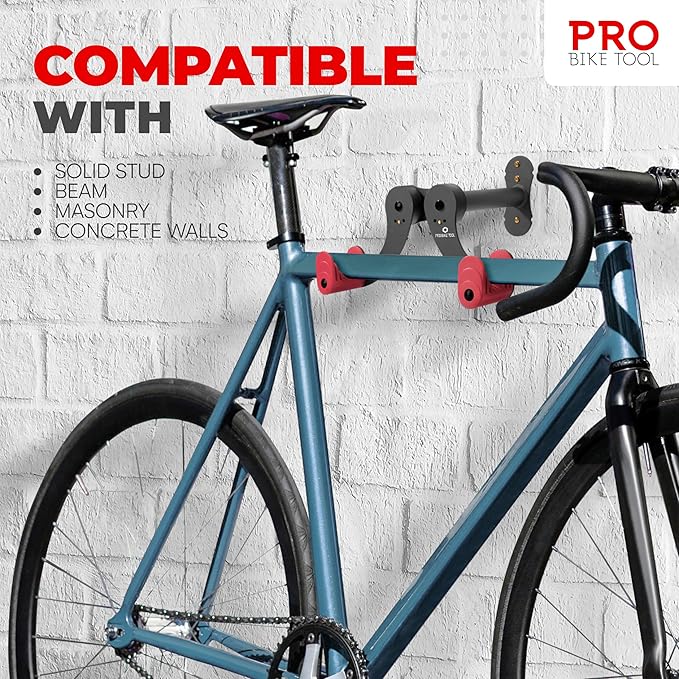 PRO BIKE TOOL Bike Wall Mount - Horizontal Indoor Bike Rack for 1 Bicycle - Bike Rack for Garage - Safe and Secure Bike Hook for Road, Mountain or Hybrid Bikes - Bike Hanger, Bicycle Storage