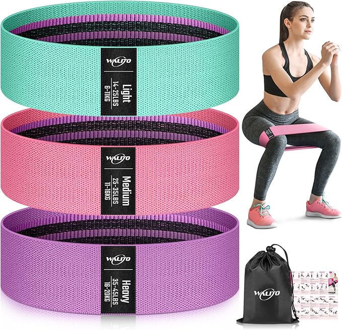 WALITO Resistance Bands for Working Out, Fabric Exercise Bands for Legs and Butt, Workout Bands for Women and Men, Booty Band for Yoga Starter Set, Pilates, Rehab, Fitness and Home Workout