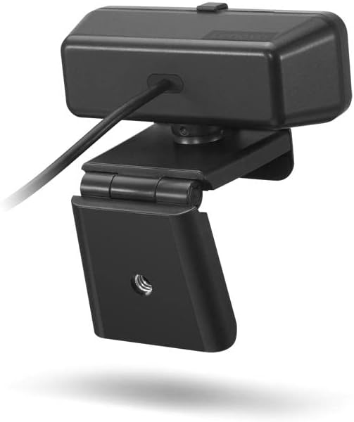 Lenovo Essential Full HD 1080P Webcam, Dual Microphone, No Driver 1.8m USB 2.0, Wide-Angle, Tilt-Control, 360-Degree Rotation, Black