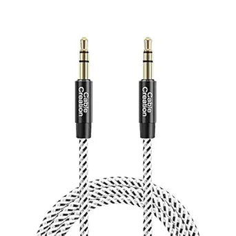 CableCreation 3.5mm Aux Cable 0.45meter, Short Male to Male 1/8 Audio Auxiliary Cord Braided Hi-Fi Sound for Car, Headphone Jack, Speaker, Home Stereos, Smartphone
