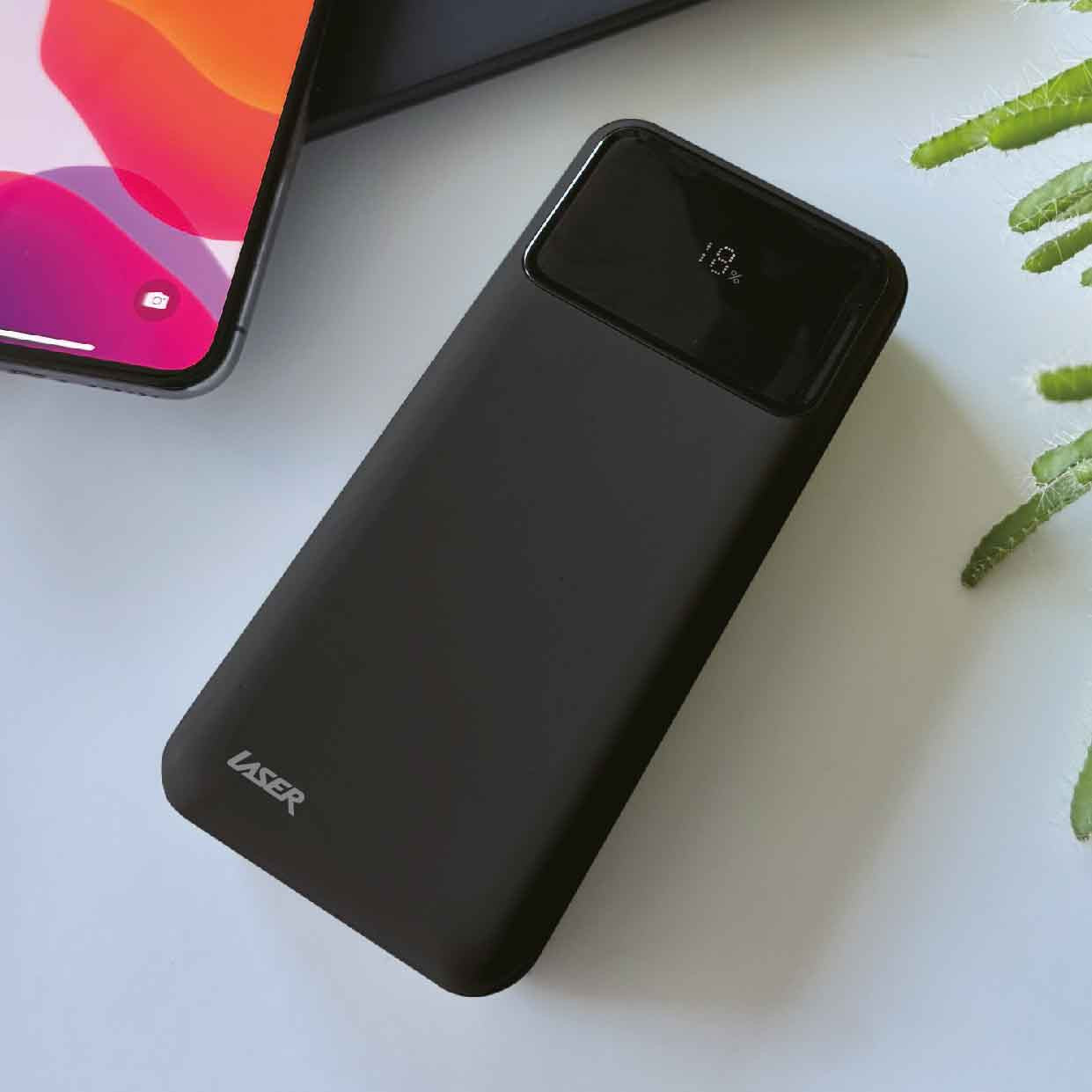 Laser 20000mAh Powerbank 18W PD with LED Indicator (Black)