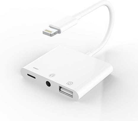 Apple Certified for iPhone Headphone Adapter 3.5mm AUX Audio Jack and Charger Extender Dongle Earphone Headset Converter Lightning Male to USB Female OTG Cable Camera Memory Connector Kit Splitter