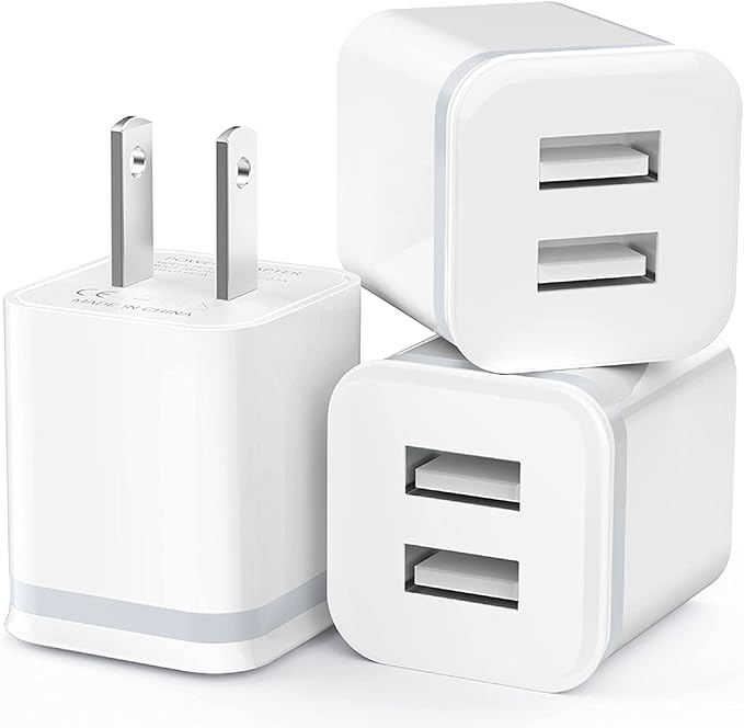 USB Wall Charger, LUOATIP 3-Pack 2.1A 5V Dual Port Cube Power Adapter Plug Block Charging Box Brick for iPhone 13 12 11 Pro Max SE XS XR X 8 7 6 6S Plus, Galaxy, LG, Moto, Android Phones