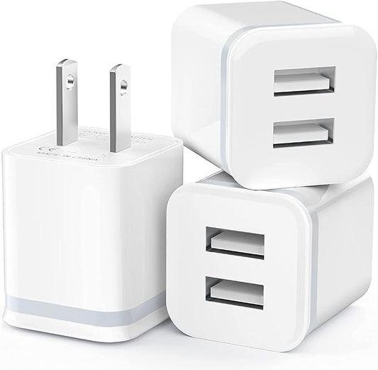 USB Wall Charger, LUOATIP 3-Pack 2.1A 5V Dual Port Cube Power Adapter Plug Block Charging Box Brick for iPhone 13 12 11 Pro Max SE XS XR X 8 7 6 6S Plus, Galaxy, LG, Moto, Android Phones