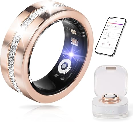 Smart Ring for Women & Men - Health & Fitness Tracker with Heart Rate, Blood Oxygen, Sleep Monitoring, 128 Sports Modes, IP68 Waterproof, Gesture Control, No Subscription Fees (7#)