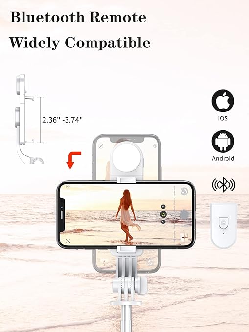 Selfie Stick Tripod with Wireless Remote, 46'' Cellphone Selfie Stick Tripod with LED Fill Light, for iPhone 16/15/14/14 pro/13/13 Pro/12/11/11 Pro/XS Max/XS/XR/X/8/7 and Android Smartphone(Upgrade)