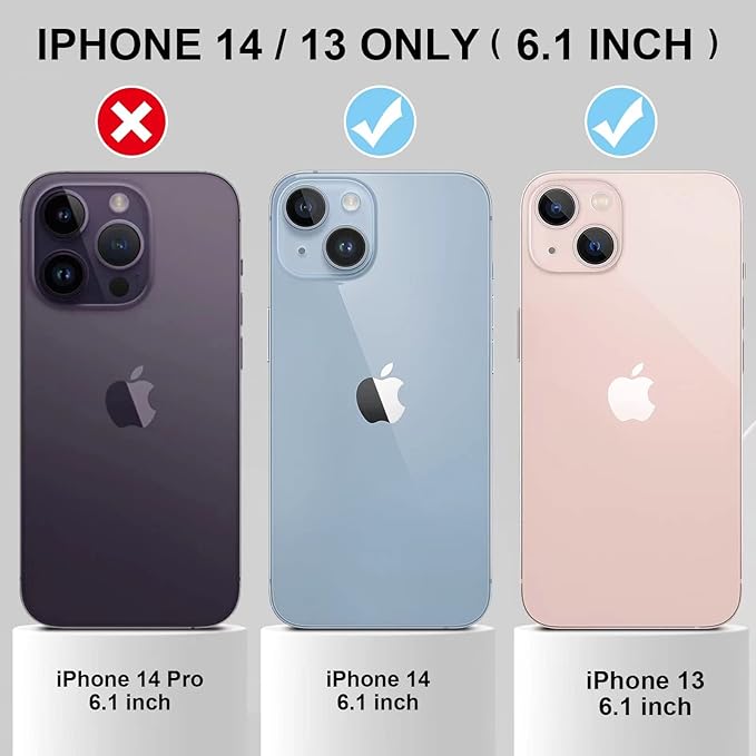 MARKILL Compatible with iPhone 14 Case/iPhone 13 Case 6.1 Inch with Built-in 360°Rotating Ring Stand, Military Grade Drop Protection Full Body Rugged Heavy Duty Protective Cover. (Rainbow Pink)