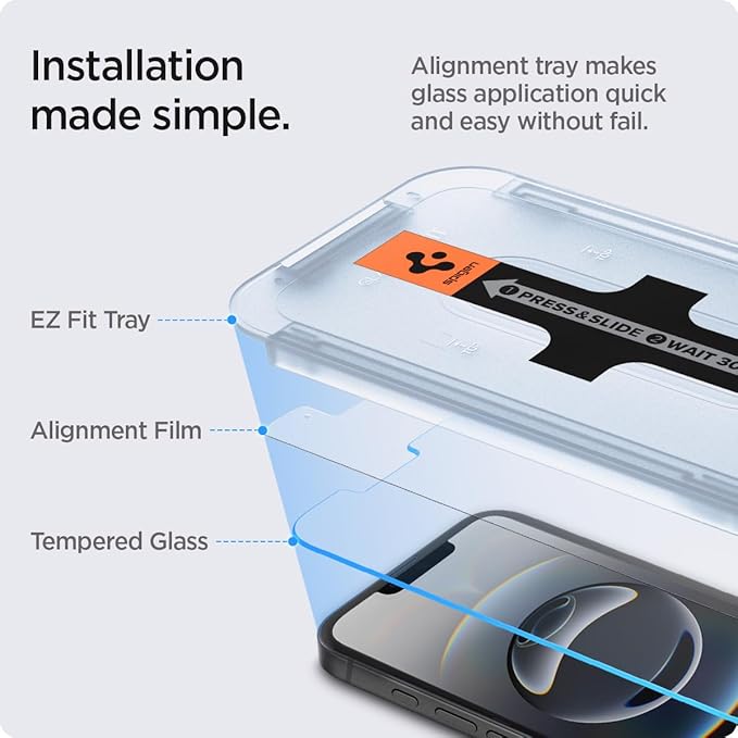 Spigen Tempered Glass Screen Protector [GlasTR EZ FIT] designed for iPhone 16e / iPhone 14 / iPhone 13 Pro/iPhone 13 [2 Pack]