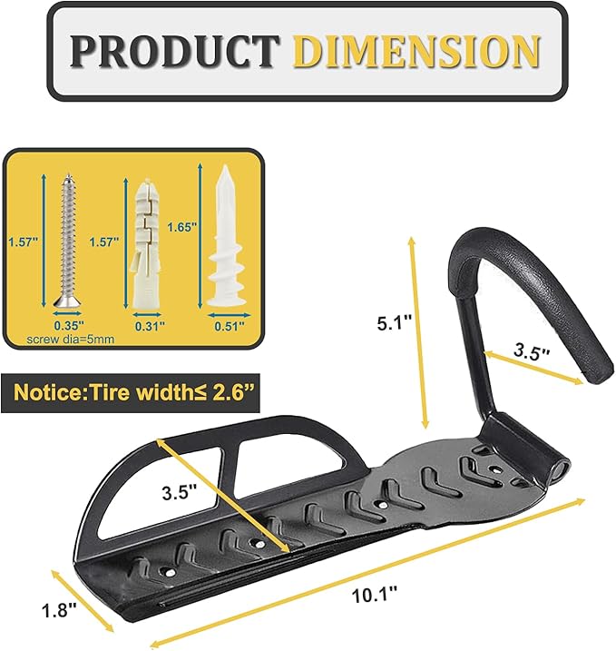 Bike Rack for Garage Wall Mount 4 Pack Vertical Bike Hooks Bicycle Hanging Hooks for Indoor Storage with Non-reversible Hooks