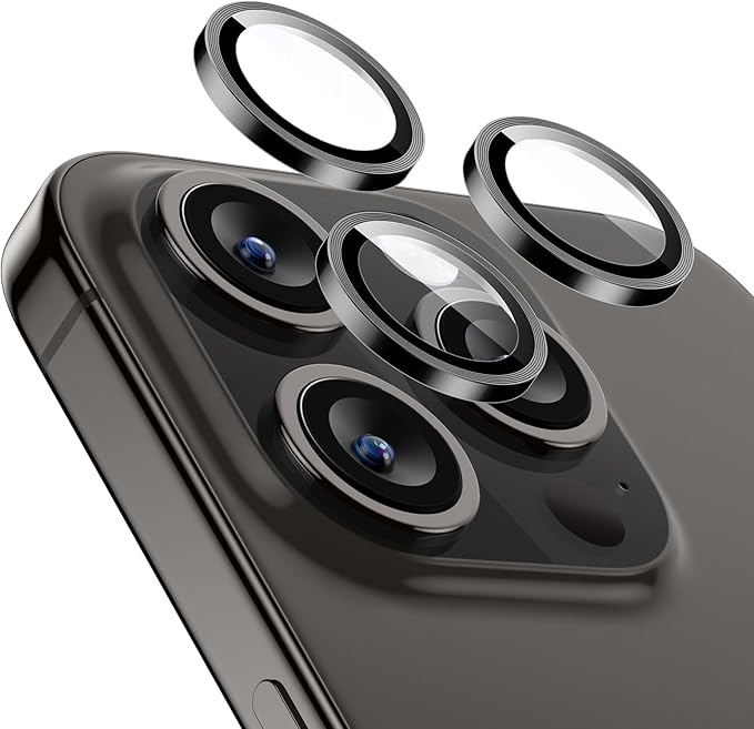 ESR Camera Lens Protector for iPhone 16 Pro Max/16 Pro/15 Pro Max/15 Pro/14 Pro Max/14 Pro, Ultra-tough HD Individual Lens Protectors, Scratch Resistant, Ultra-thin Tempered Glass, 1 Pack, Black