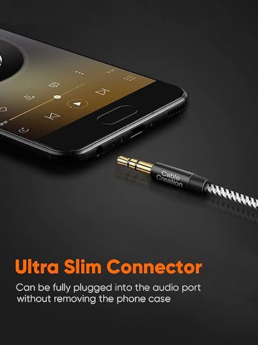 CableCreation 3.5mm Aux Cable 0.45meter, Short Male to Male 1/8 Audio Auxiliary Cord Braided Hi-Fi Sound for Car, Headphone Jack, Speaker, Home Stereos, Smartphone