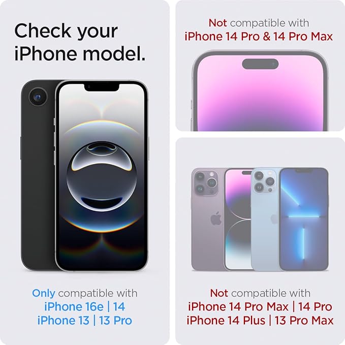 Spigen Tempered Glass Screen Protector [GlasTR EZ FIT] designed for iPhone 16e / iPhone 14 / iPhone 13 Pro/iPhone 13 [2 Pack]