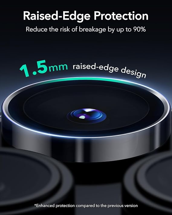 ESR Camera Lens Protector for iPhone 16 Pro Max/16 Pro/15 Pro Max/15 Pro/14 Pro Max/14 Pro, Ultra-tough HD Individual Lens Protectors, Scratch Resistant, Ultra-thin Tempered Glass, 1 Pack, Black