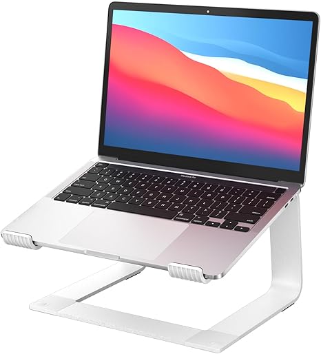 Laptop Stand for Desk Detachable Aluminum Computer Riser Portable Metal Notebook Holder Compatible with MacBook Air, Pro, Dell, HP, Lenovo and All 10-16" Laptops, Silver