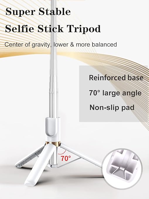 Selfie Stick Tripod with Wireless Remote, 46'' Cellphone Selfie Stick Tripod with LED Fill Light, for iPhone 16/15/14/14 pro/13/13 Pro/12/11/11 Pro/XS Max/XS/XR/X/8/7 and Android Smartphone(Upgrade)