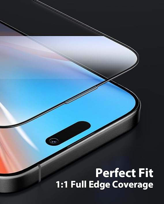 Mkeke for iPhone 15 Pro Max Screen Protector 3 Pack [9H+ Tempered Glass] [15FT Military-Grade Drop Protection] Shockproof Full Edge Coverage 6.7 inch