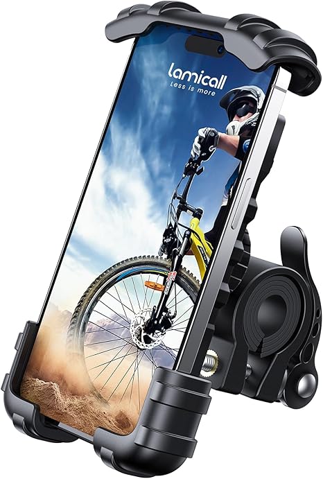Lamicall Bike Phone Holder, Motorcycle Mount - Motorcycle Phone Holder, Handlebar Cell Phone Clamp, Scooter Phone Clip for iPhone 16 Pro Max/Plus, 15 Pro Max, S10, S20, More 4.7" to 6.8" Smartphones