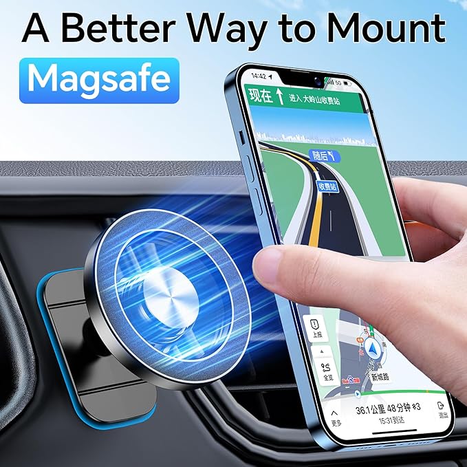 Kaistyle for Magsafe Car Mount【20 Strong Magnets】Magnetic Phone Holder for Car Phone Holder Mount Dash【360°】Cell Phone Holders for Your Car Accessories for Women Men iPhone 16 Pro Max 15 14 13 12 Plus