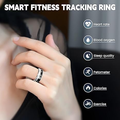 GANSI Smart Ring for Women & Men | IP68 Waterproof Fitness Tracker |Sleep Tracking Heart Rate Blood Oxygen Healthy Monitor Monitor | Activity/Steps/Calories | for iOS & Android
