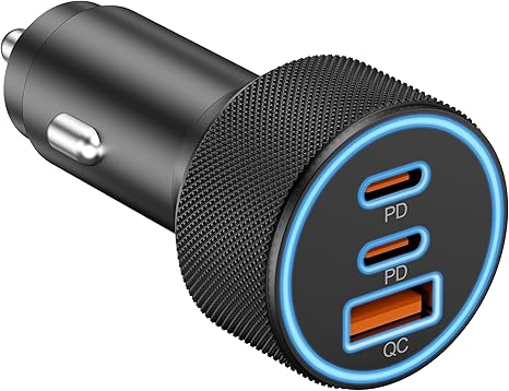USB C Car Charger, 3-Port 67W Dual USB-C & USB-A Car Power Adapter PD/QC Fast Charging Cigarette Lighter for iPhone 16/15/14/13/12/11/Pro Max, iPad, Samsung Galaxy S25 S24/S23/S22/S21, Pixel, Android