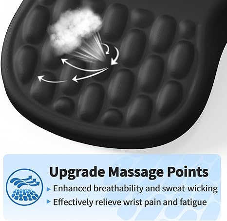 Ergonomic Mouse Pad with Wrist Rest Support, Mousepad with Comfortable Memory Foam Wrist Rest and Non-Slip PU Base for Pain Relief, Computer, Laptop, Office, Home (Black)