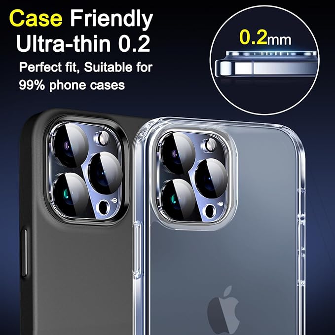 Ferilinso [6 Pack] Camera Lens Protector for iPhone 14 Pro Max iPhone 15 Pro Max iPhone 14 Pro iPhone 15 Pro Accessories camera screen Cover 9H Glass Unbreakable Protection Case Friendly