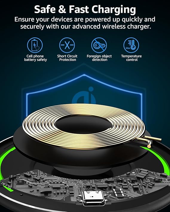 TOZO New Anti-Slip Wireless Charger 15W Max Fast Wireless Charging Pad Compatible with iPhone 16/16 Plus/16 Pro Max /15/14/13/SE Series, Samsung Galaxy S24/S23 Series (No AC Adapter), Black