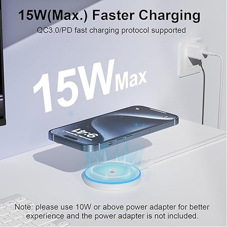 MagSafe Charger 2 Pack 15W Magnetic Wireless Charger Fast Charging Pad Compatible with iPhone 16/15/14/13/12 Series & AirPods 3/2/Pro Magnetic MagSafe Charging Pad with Dual Ports