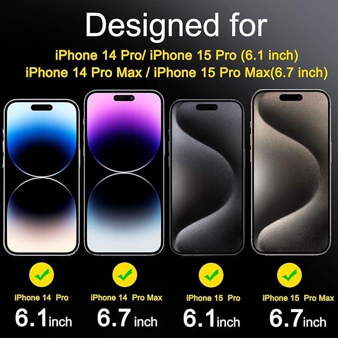 Ferilinso [6 Pack] Camera Lens Protector for iPhone 14 Pro Max iPhone 15 Pro Max iPhone 14 Pro iPhone 15 Pro Accessories camera screen Cover 9H Glass Unbreakable Protection Case Friendly