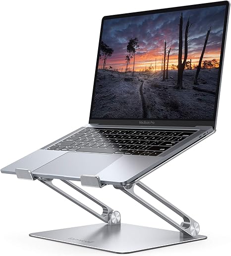 Lamicall Adjustable Laptop Stand, Portable Laptop Riser, Aluminum Laptop Stand for Desk Foldable, Ergonomic Computer Notebook Stand Holder for MacBook Air Pro, Dell XPS, HP (10-17.3'') - Silver