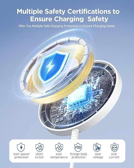 Magnetic Wireless Charger iPhone: Fast Charging Pad for iPhone 16/15/14/13/12 Series & AirPods Pro 4-2, Strong Magnet, Dual Ports, Case-Friendly, Ultra-Lightweight for Travel Home Office Desk