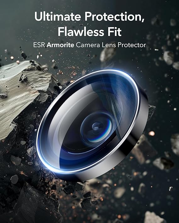 ESR Camera Lens Protector for iPhone 16 Pro Max/16 Pro/15 Pro Max/15 Pro/14 Pro Max/14 Pro, Ultra-tough HD Individual Lens Protectors, Scratch Resistant, Ultra-thin Tempered Glass, 1 Pack, Black