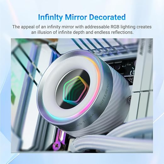 ID-COOLING FX360 INF White 360mm Liquid CPU Cooler, AIO Cooler ARGB Infinity Mirror Effect, 3x120mm Daisy-Chained Fans Low-Noise Operating 27.2dB(A) Max., Intel LGA1851/1700/1200/115X; AMD AM5/AM4